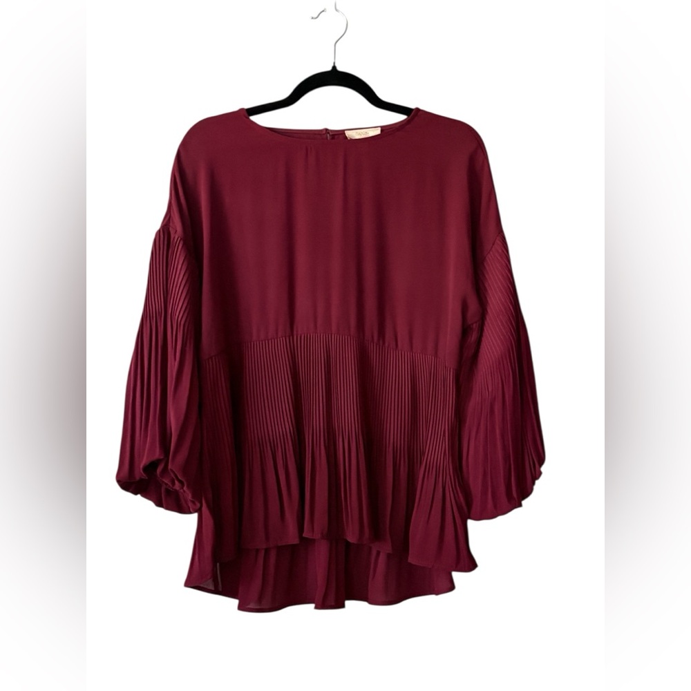 Cupio Burgundy Pleated Blouse Small Cottagecore Dark Fairy Romantic